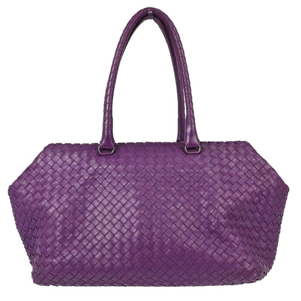 Bottega Veneta Brick Intrecciato Nappa Purple Leather Tote Bag Bag